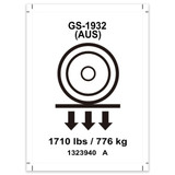 Genie Lift Part # 1323940GT - DECAL, LABEL, WHEEL LOAD, GS-1932 AUS, EA