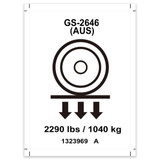 Genie Lift Part # 1323969GT - DECAL, LABEL, WHEEL LOAD, GS-2646 AUS, EA