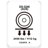 Genie Lift Part # 1323970GT - DECAL, LABEL, WHEEL LOAD, GS-3246 AUS, EA