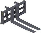 Side view of the Haugen MWPH 96 wheel loader pipe fork attachment.
