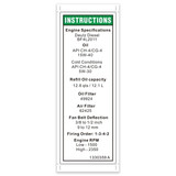 Genie Lift Part # 1330359GT | DECAL, ENGINE SPEC, DEUTZ, BF4L2011, EA