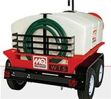 Heavy-duty Multiquip WTE5HP water trailer featuring electric brakes and reliable towing components