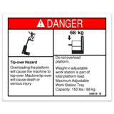 Genie Lift Part # 109519GT - DECAL,DANGER,MAX CAP ADJ TRAY*, EA