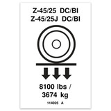 Genie Lift Part # 114025GT - DECAL,LABEL,WHEEL LOAD Z4525DC, EA