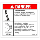 Genie Lift Part # 114360GT - DECAL,DANGER-TIP-OVER,BATT, EA