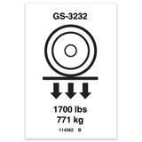 Genie Lift Part # 114362GT - DECAL,LABEL-WHEEL LOAD,GS-3232, EA