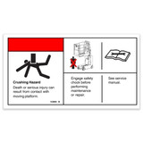 Genie Lift Part # 133092GT - DECAL,CRUSH HAZARD,USE SAFETY, EA