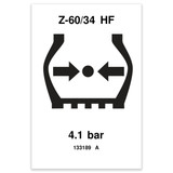 Genie Lift Part # 133189GT - DECAL, LABEL, TIRE PRESS, Z60 HF, EA