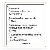 Genie Lift Part # 226499GT - DECAL,NOTICE,TIRE PRESSURE, EA