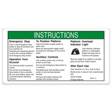 Genie Lift Part # 227213GT - DECAL, OPER INST,DC, EA