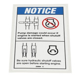 Genie Lift Part # 25994GT - DECAL,NOTICE,SHUTOFF VALVES, EA