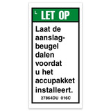 Genie Lift Part # 27864DUGT - DECAL, LOWER STOP BRACKET, DUTCH, EA