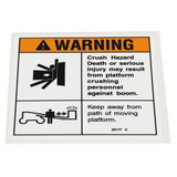 Genie Lift Part # 28177GT - DECAL,WARN,CRUSH HAZARD PLAT, EA