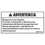 Genie Lift Part # 28236SPGT - DECAL,WARN,FAILURE READ MANUAL, EA