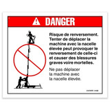 Genie Lift Part # 31070FRGT - DECAL,DANGER,TIP-OVER HAZARD, EA