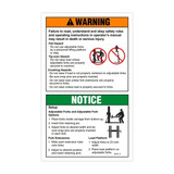 Genie Lift Part # 32714GT - DECAL,WARNING ADJ FORK SETUP, EA