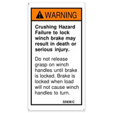 Genie Lift Part # 32939GT - DECAL,CRUSHING HAZ/BRAKE LOCK, EA