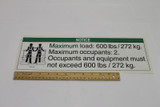 Genie Lift Part # 32998GT - DECAL,NOTICE,MAX LOAD 600 LBS*, EA
