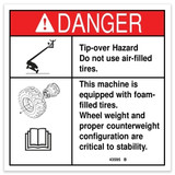 Genie Lift Part # 43595GT - DECAL,DANGER,TIP-OVER,TIRES***, EA