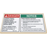Genie Lift Part # 44220GT - DECAL,DANGER,BRAKE REL SAFETY*, EA