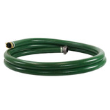 Close-up view of Multiquip HSQ220 suction hose highlighting reinforced PVC construction, heavy-duty fittings, and 75 PSI rated performance for demanding use.