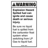 Genie Lift Part # 46136GT - DECAL,WARNING,EXPLOSION HAZARD, EA