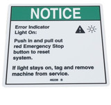 Genie Lift Part # 46238GT - DECAL,NOTICE,ERROR LIGHT, EA