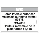Genie Lift Part # 52608FRGT - DECAL,NOTICE,SIDE FRC,2032ANSI, EA