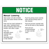 Genie Lift Part # 65303GT - DECAL,NOTICE,MANUAL LOWERING, EA