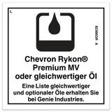 Genie Lift Part # 82366GRGT - DECAL, LABEL, CHEVRON RYKON, EA