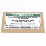 Genie Lift Part # 82565GT - DECAL,INSTR-SIDE FRC,ANSI, EA