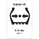 Genie Lift Part # 82626GT - DECAL,LABEL,TIRE PRESS HF S80, EA