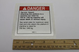 Genie Lift Part # 82686GT - DECAL,DANGER,TIP-OVER,HI-CAP**, EA