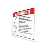 Genie Lift Part # 231441GT - DECAL,DANGER,TIPOVER BATTERY WT, EA