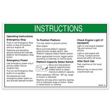 Genie Lift Part # 1262345GT - DECAL, OPERATING INSTRUCTIONS, S60XC, EA