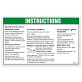 Genie Lift Part # 1262346GT - DECAL, OPERATING INSTRUCTIONS, S60TX, EA