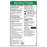 Genie Lift Part # 227391GT - DECAL,INST,OP,PLAT,GR,AUS, EA
