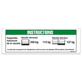 Genie Lift Part # 1259923FRGT - DECAL,INSTR MAX CAP ,4047(FR), EA