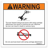 Genie Lift Part # 1280295GT - DECAL, TRUSS BOOM WARNING, 2 PANEL, EA