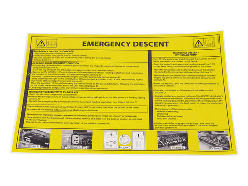 JLG Part # 076685GB | DECAL,EMERGANCY LOWERING, EA