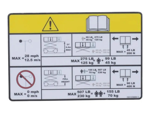 JLG Part # 1001239684 | DECAL,CAPACITY (507LB/230KG), EA