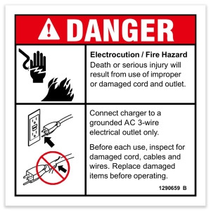 Genie Lift Part # 1290659GT - DECAL,DANGER,ELECT HAZARD,PLUG, GS-1330m, EA