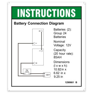 Genie Lift Part # 1290661GT - DECAL,INSTRUCT,BATTERY CONNECT, GS-1330m, EA