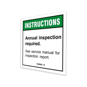 Genie Lift Part # 1290663GT - DECAL,INSTRUCT-ANNUAL INSP REQ, GS-1330m, EA