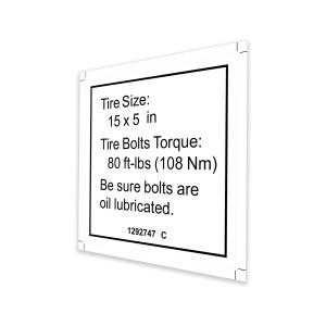 Genie Lift Part # 1292747GT - DECAL,LABEL-TIRE SPECS, EA