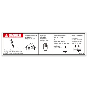 Genie Lift Part # 1293164GT - DECAL,DANGER,CAP,ANSI WORD, GS-1330m, EA