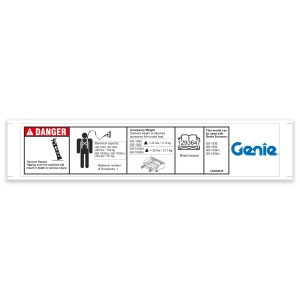 Genie Lift Part # 1293649GT - DECAL, MAX CAPACITY, SLAB ACCESS DECK WRD, EA