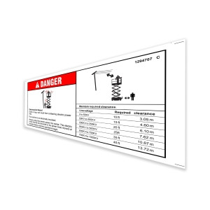 Genie Lift Part # 1294707GT - DECAL,DANGER,ELEC HAZARD,GS, MINI, EA