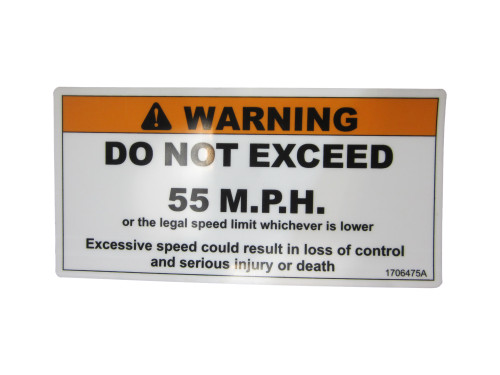 JLG Part # 1706475 | DECAL,SPEED LIMIT 55MPH, EA