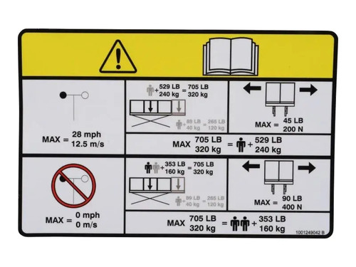 JLG Part # 1001249042 | DECAL,CAPACITY (AUS), EA